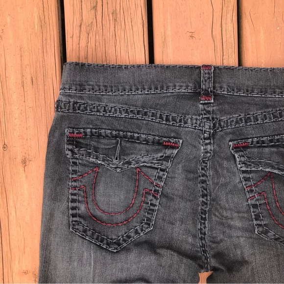 True Religion Ricky Straight Leg Denim T Flap Jeans Dark Grey Size 38 - Picture 7 of 16